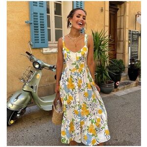 LAST 1️⃣—NWT Zara Linen Blend Printed Midi Dress